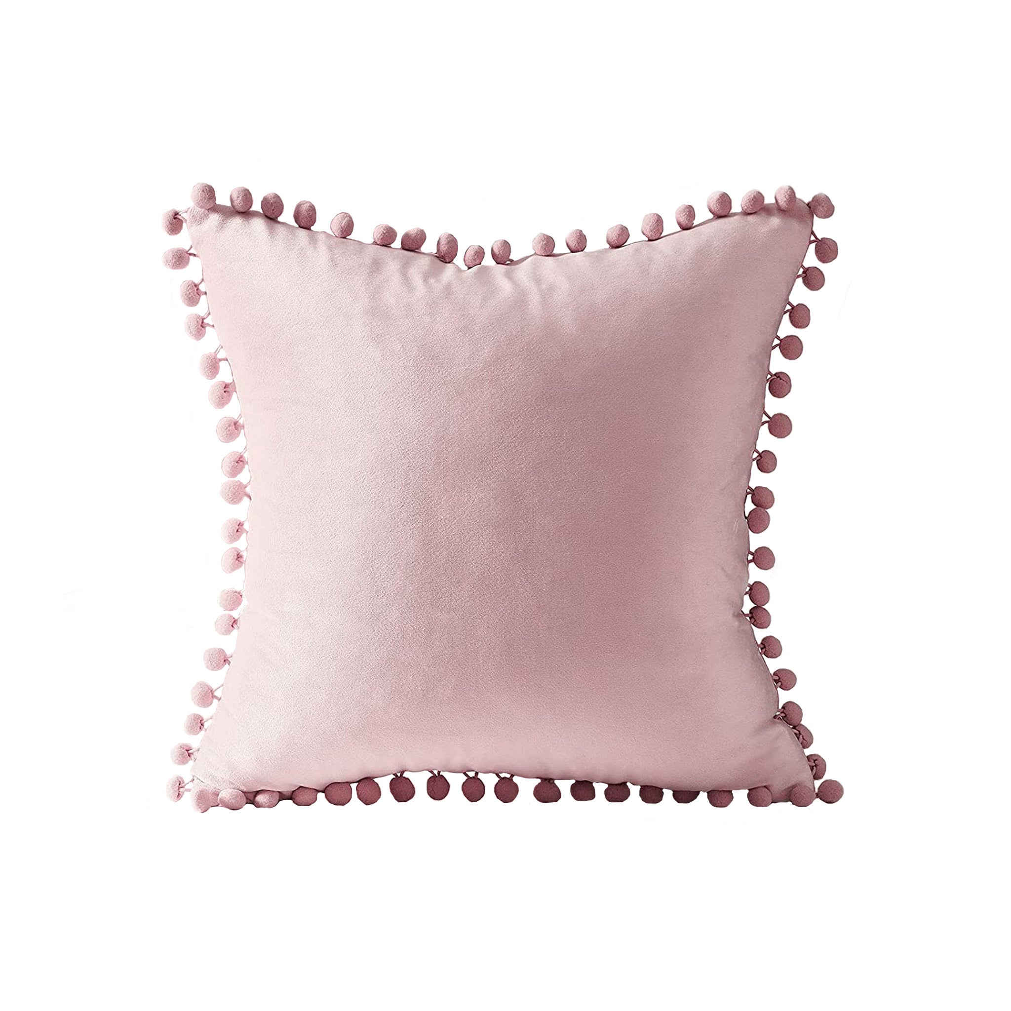  Top Finel Decorative Throw Pillow Covers with Pom-poms Soft  Particles Velvet Solid Cushion Covers 16 X 16 Inch for Couch Bedroom Car,  40 x 40 cm, Pack of 2, Cream : Home & Kitchen